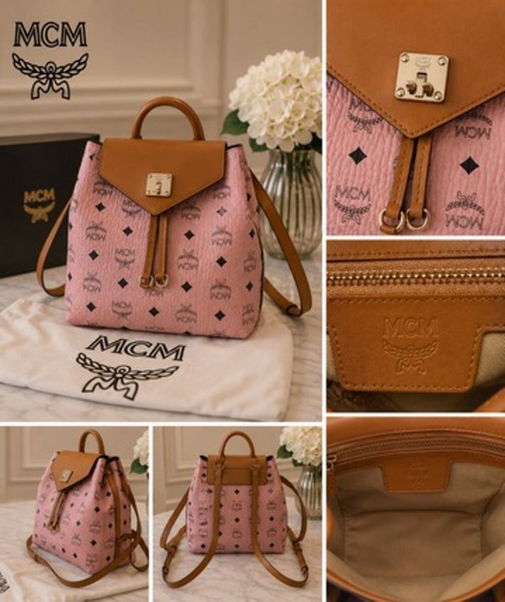 MCM Visetos Pink & Leather Backpack*Like New